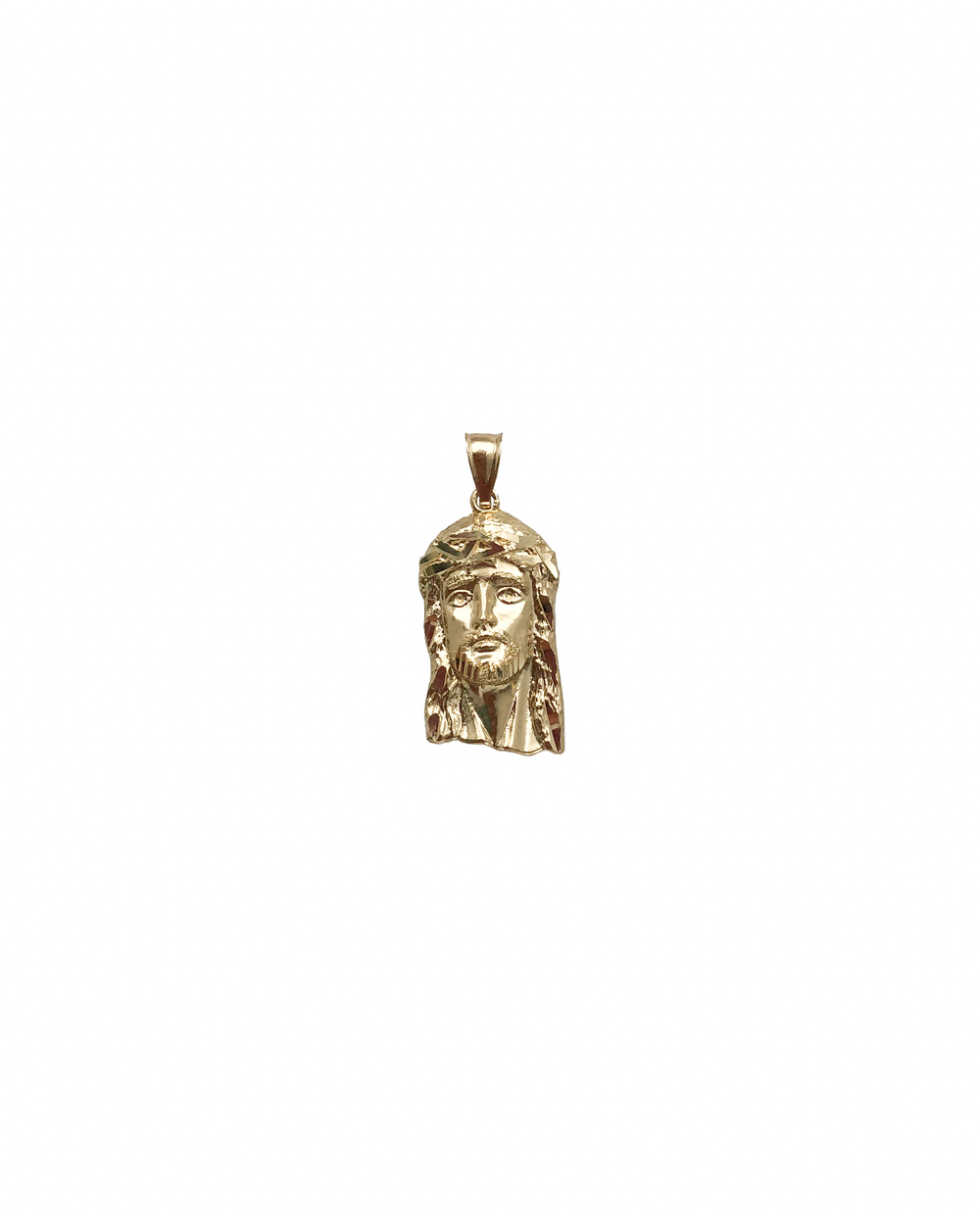 Diamond Cut Jesus Head Pendant (14K)