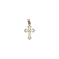 Tiny Cubic Zirconia Outlined Cross Pendant (10K)