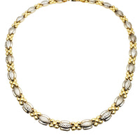 Two-Tone Stitched Leaves Fancy Necklace (14K)