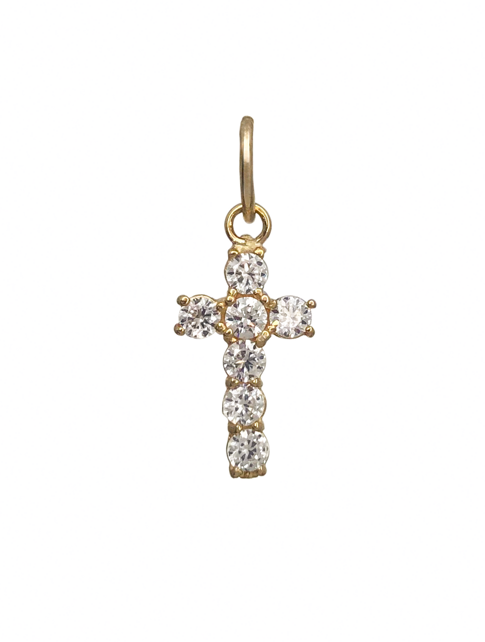Cubic Zirconia Cross Pendant (14K)