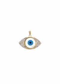 Zirconia Evil Blue Eye Pendant (14K)