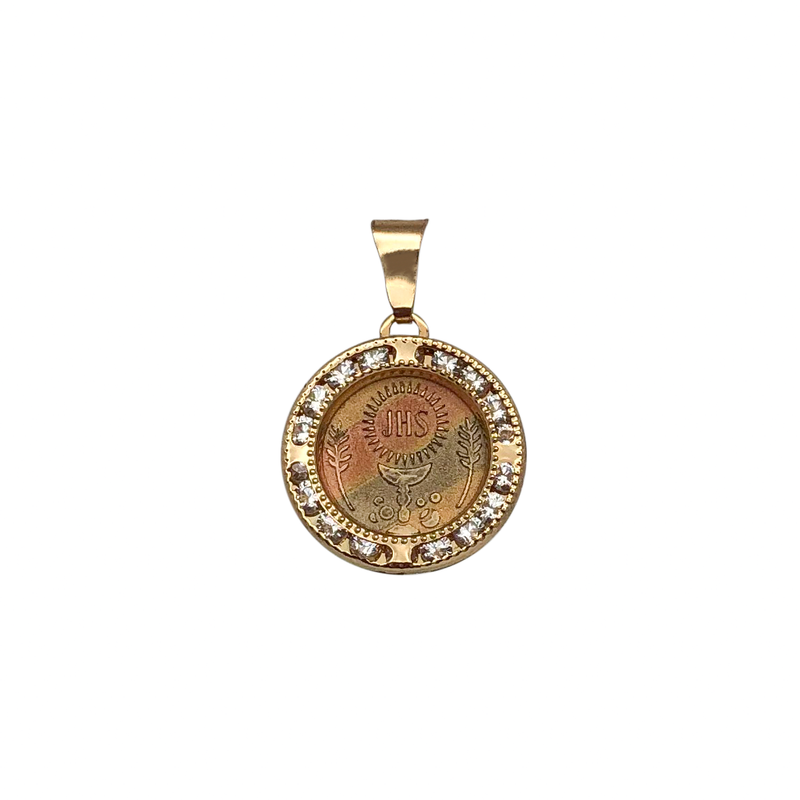 Zirconia Medallion First Communion Pendant (14K)