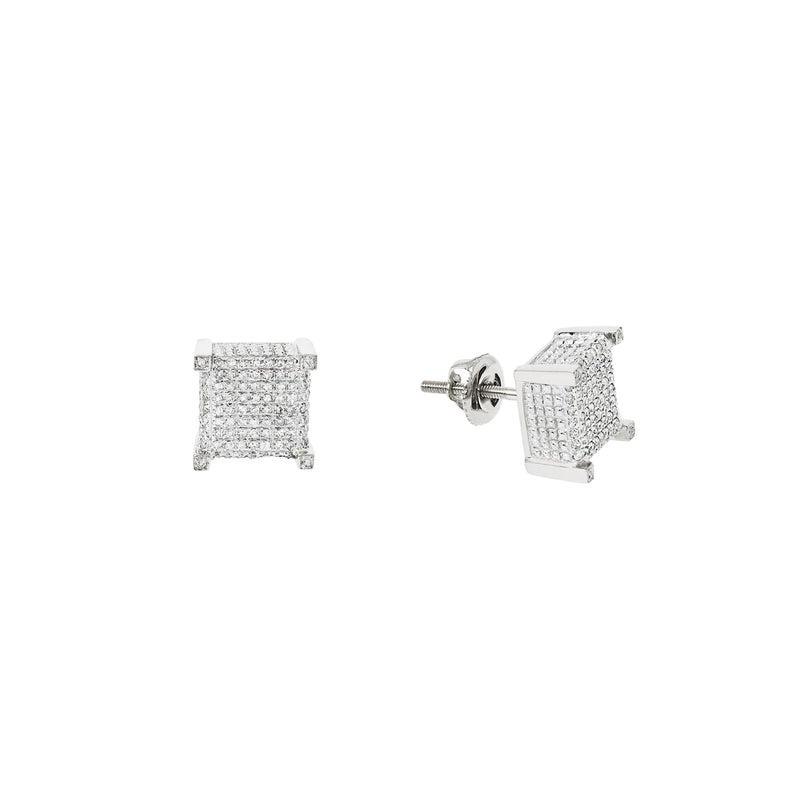 Diamond Square Box Stud Earrings (14K)