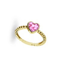 CZ Heart Beaded Ring (14K)