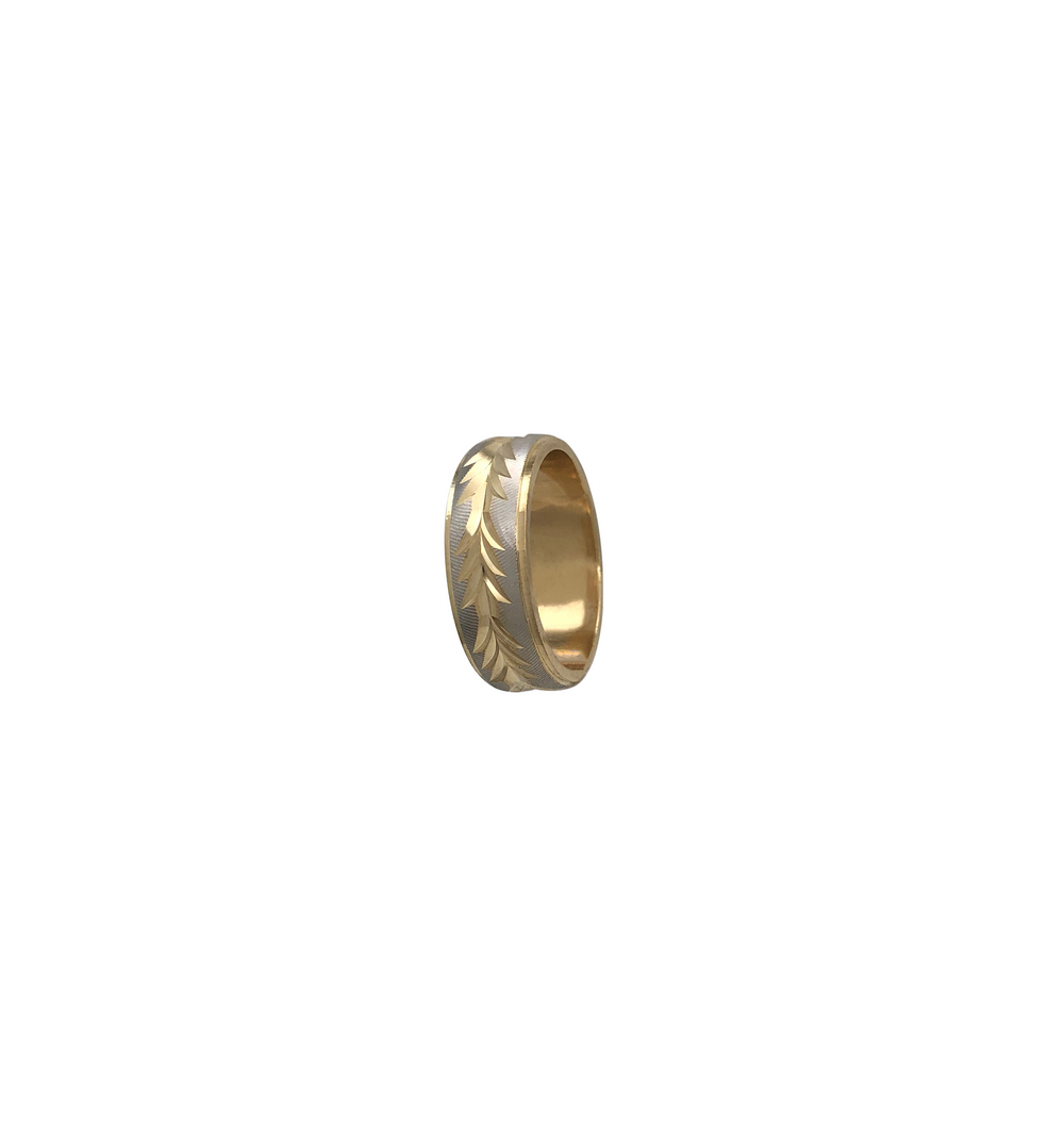 Diamond Cut Two-Tone Fancy Ring (14K)
