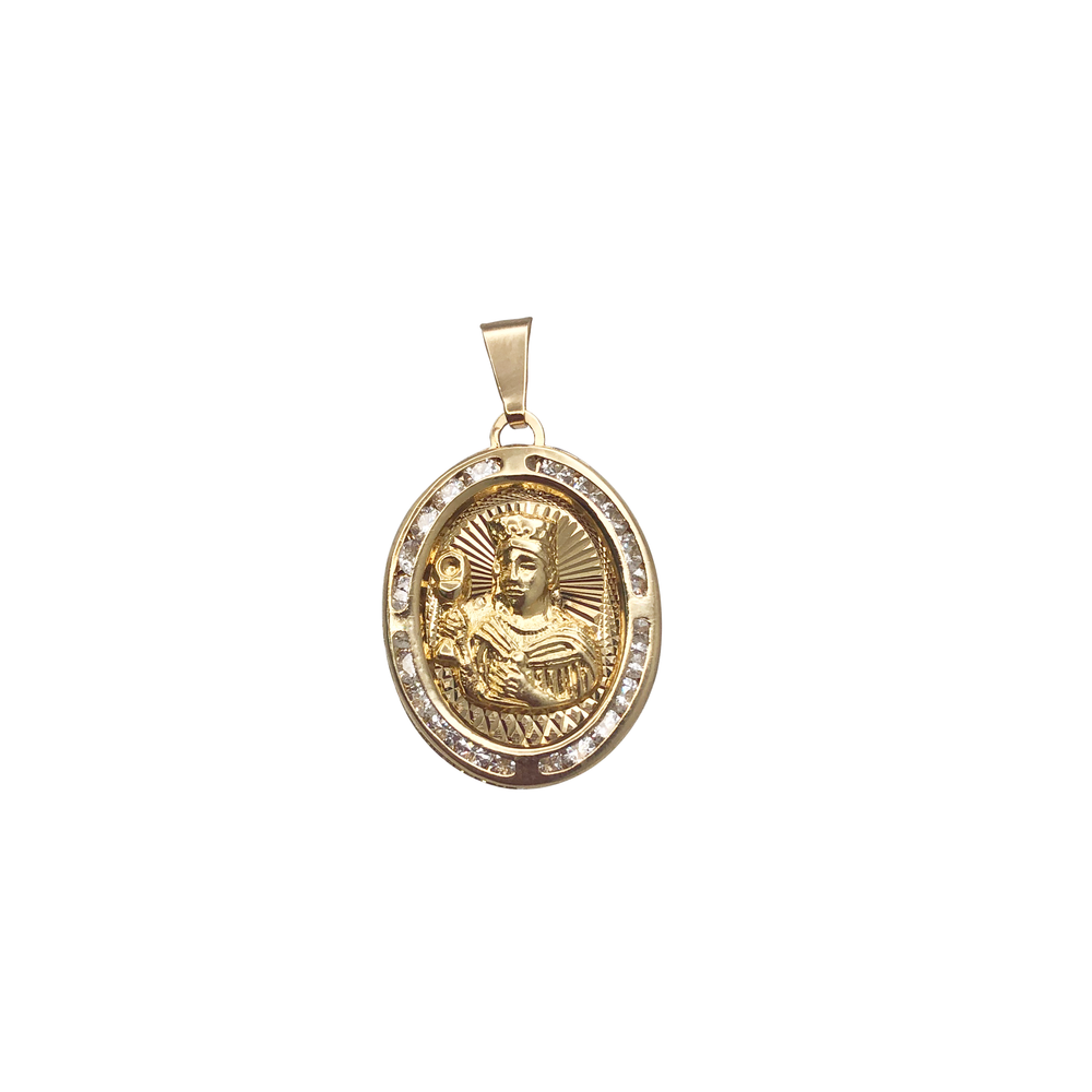 Zirconia Diamond-Cut Saint Barbara Pendant (14K)