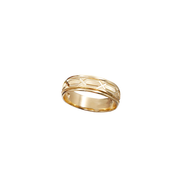 Diamond-Cut X-Design Wedding Band Ring (14K)