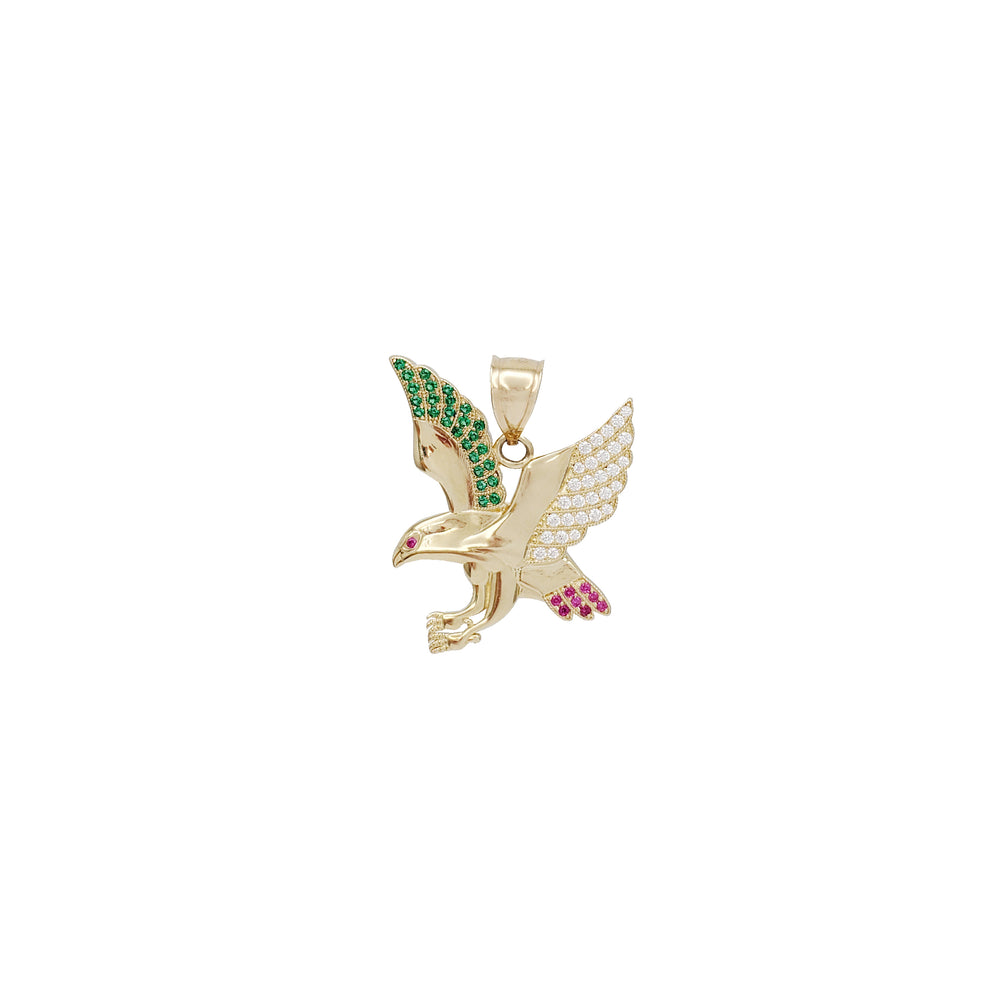 Tricolor Texture CZ Eagle Pendant (14K)