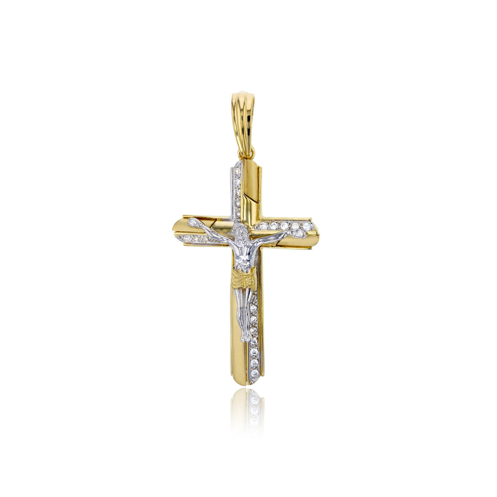 Two-Tone Cross Pendant (14K)