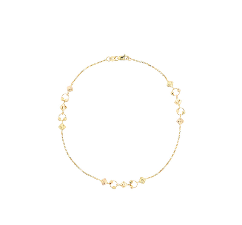 Cable-Link Dainty Charm Accent Anklet (14K)
