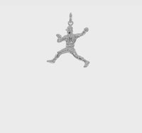 Baseball Throwing Pitcher Pendant (Silver)