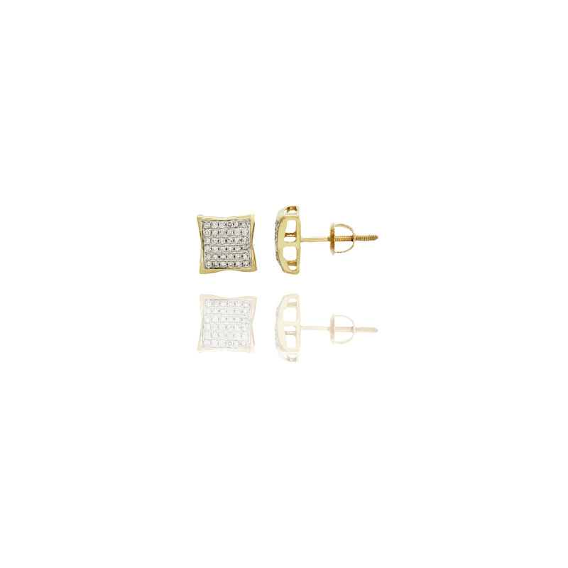 Yellow Gold Ice-out Square Diamond Stud Earrings (14K)