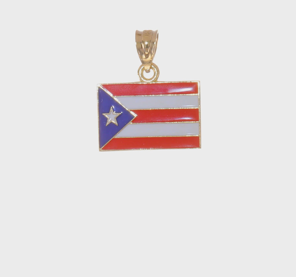 Sterling Silver .925 & Enamel Puerto Rico Flag/Map Pendant