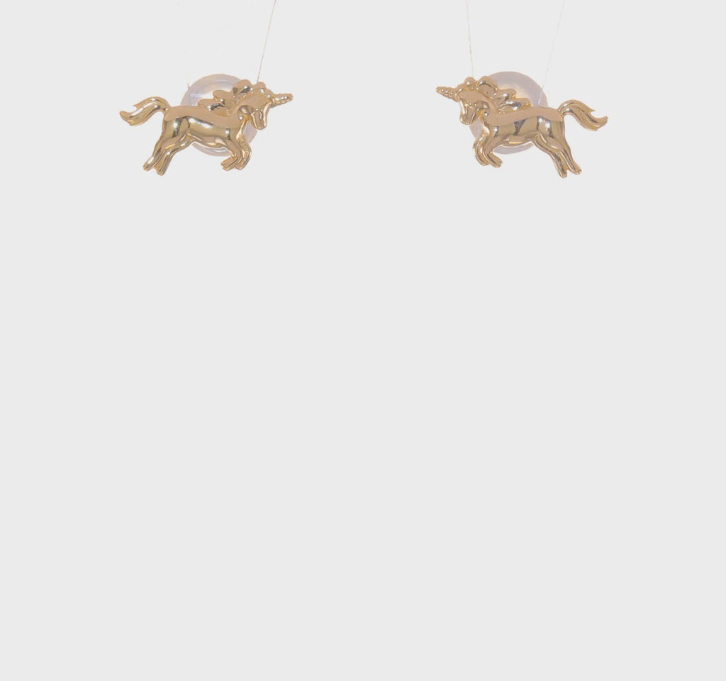 Unicorn Friction Post Stud Earrings (14K) 360 - Popular Jewelry - New York