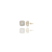 Diamond Square Button-Top Stud Earrings (14K)