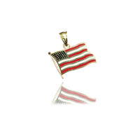 USA Flag Yellow Gold Pendant (14K)