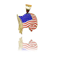 USA Flag Yellow Gold Pendant (14K)