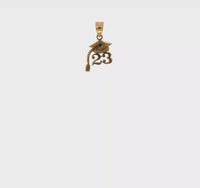 Year 23 Graduation Cap with Dangling Tassle Pendant (14K) 360 - Popular Jewelry - New York