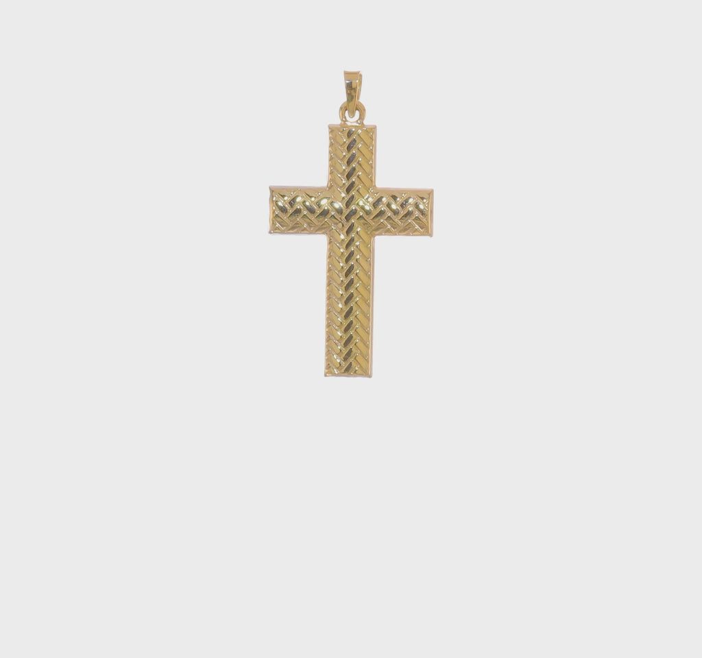 Lightweight Basketweave Cross (14K) 360 - Popular Jewelry - New York