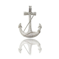 Iced Out Boat Anchor Pendant (Sterling Silver)