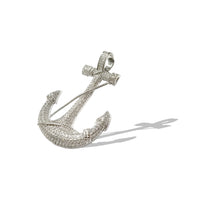 Iced Out Boat Anchor Pendant (Sterling Silver)