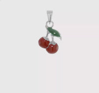 Cherry Duo Enamel Pendant (Silver) 360 - Popular Jewelry - New York