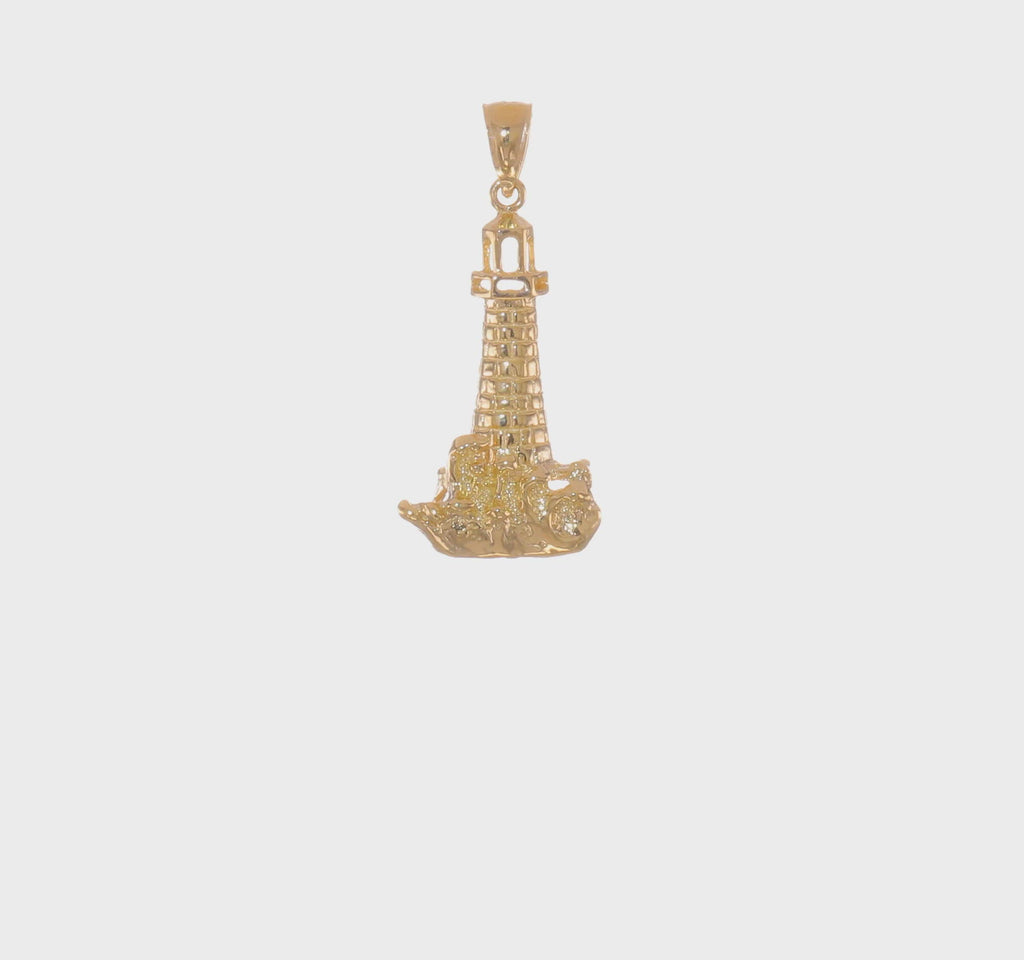 Lighthouse with Wave Pendant (14K) 360 - Popular Jewelry - New York
