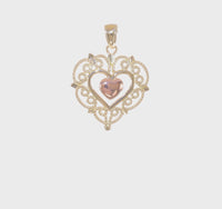 Lace Framed Heart Pendant (14K) 360 - Popular Jewelry - New York