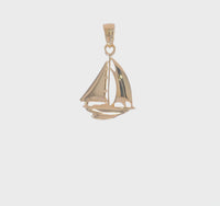 3-D Glossy Textured Sailboat Pendant (14K)