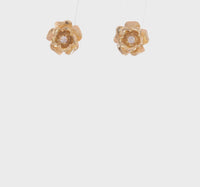 Flower Diamond Stud Earrings (14K) 360 - Popular Jewelry - New York