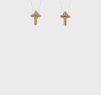 Beaded Cross Stud Earrings (14K)