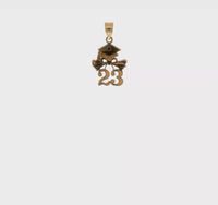 Year 23 Graduation Cap and Diploma Pendant (14K) 360 - Popular Jewelry - Niu Yoki