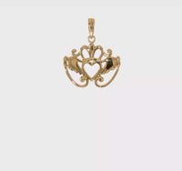 Glossy Outlined Claddagh Pendant (14K)
