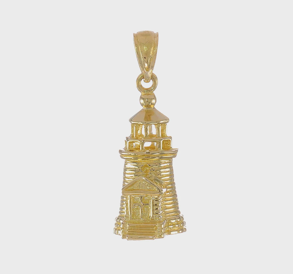 Brant Point Lighthouse 3D Pendant (14K) 360 - Popular Jewelry - New York