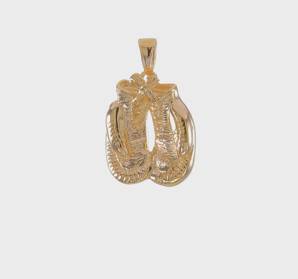 Boxing Gloves Open Back Pendant (14K) 360 - Popular Jewelry - New York