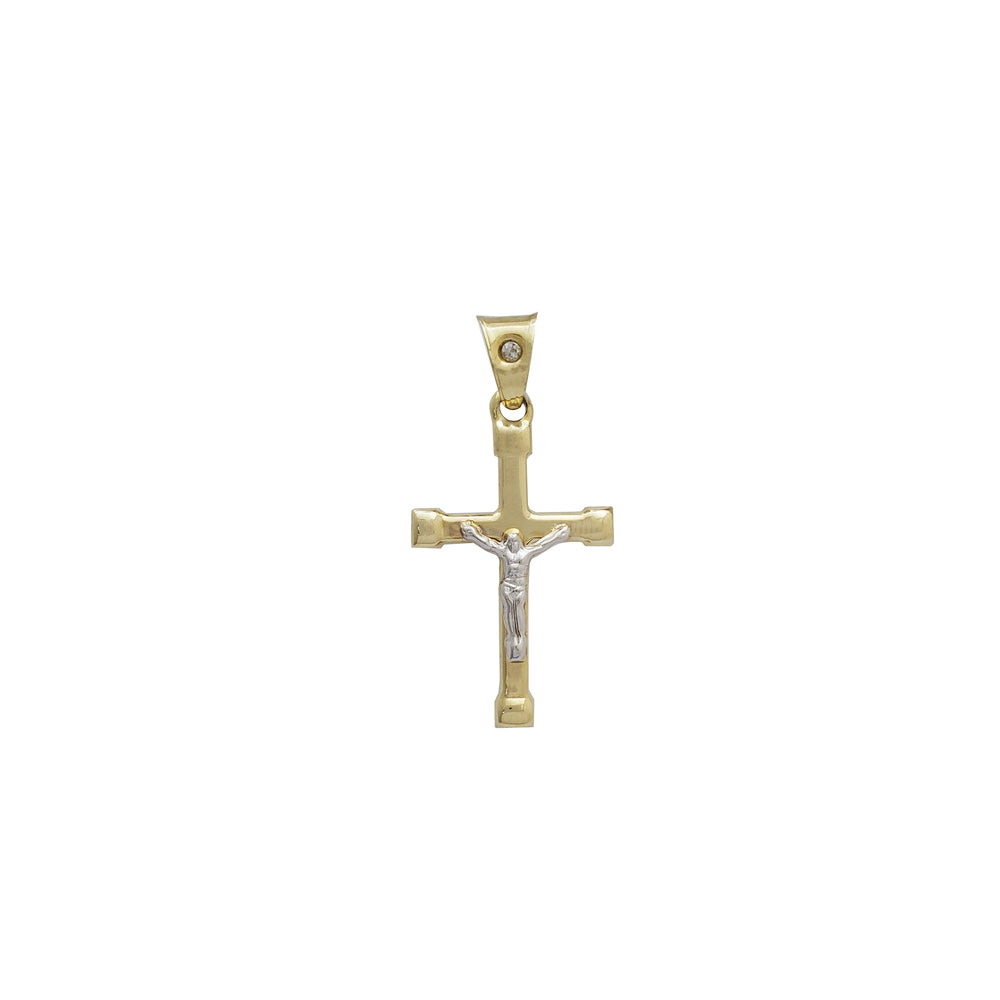 Two Tone Crucifix Pendant (14K)