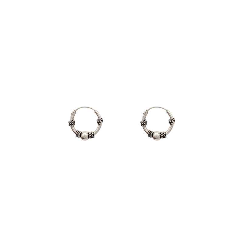 Rope Wrapped Small Hoop Earrings (Silver)