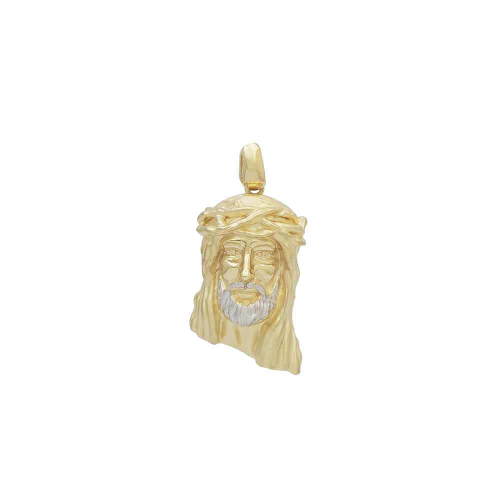 Two-Tone Jesus Head Pendant (14K)
