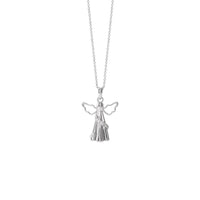 Blaen Mwclis Daliwr Lludw Angel Diamond gwyn (10K) - Popular Jewelry - Efrog Newydd