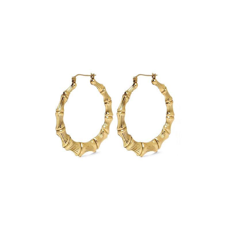 Bamboo Hoops Earrings (10K) main - Popular Jewelry - New York