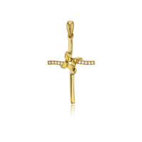 Yellow Gold CZ Cross Pendant (14K)