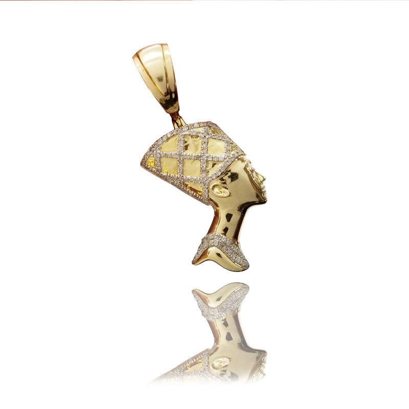 Diamond Nefertiti Two-Toned Gold Pendant (10K) -  Popular Jewelry - New York