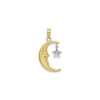 Moon with Dangling Star Pendant (10K) front - Popular Jewelry - New York