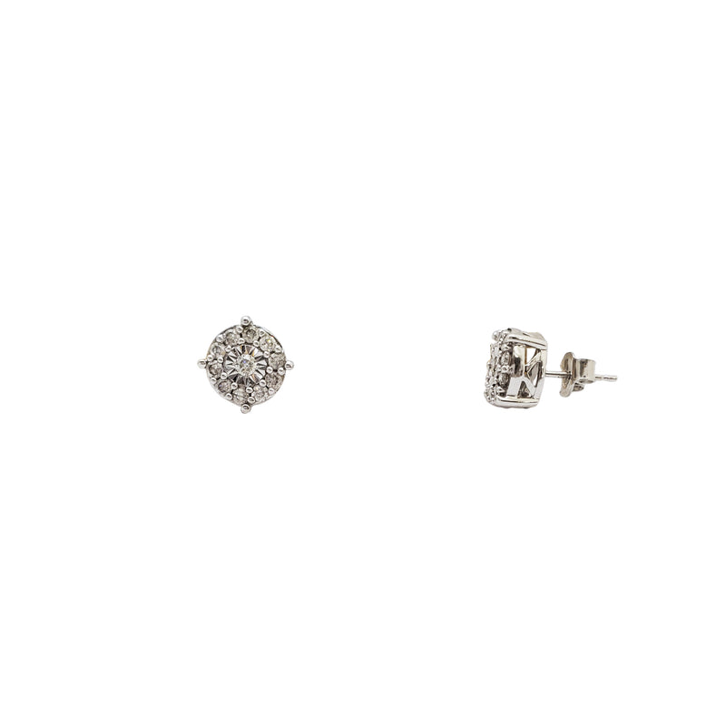 Diamond Round Cluster Earrings (10k)