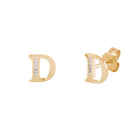 [10 mm] CZ Initial Letters Stud Earrings (14K)