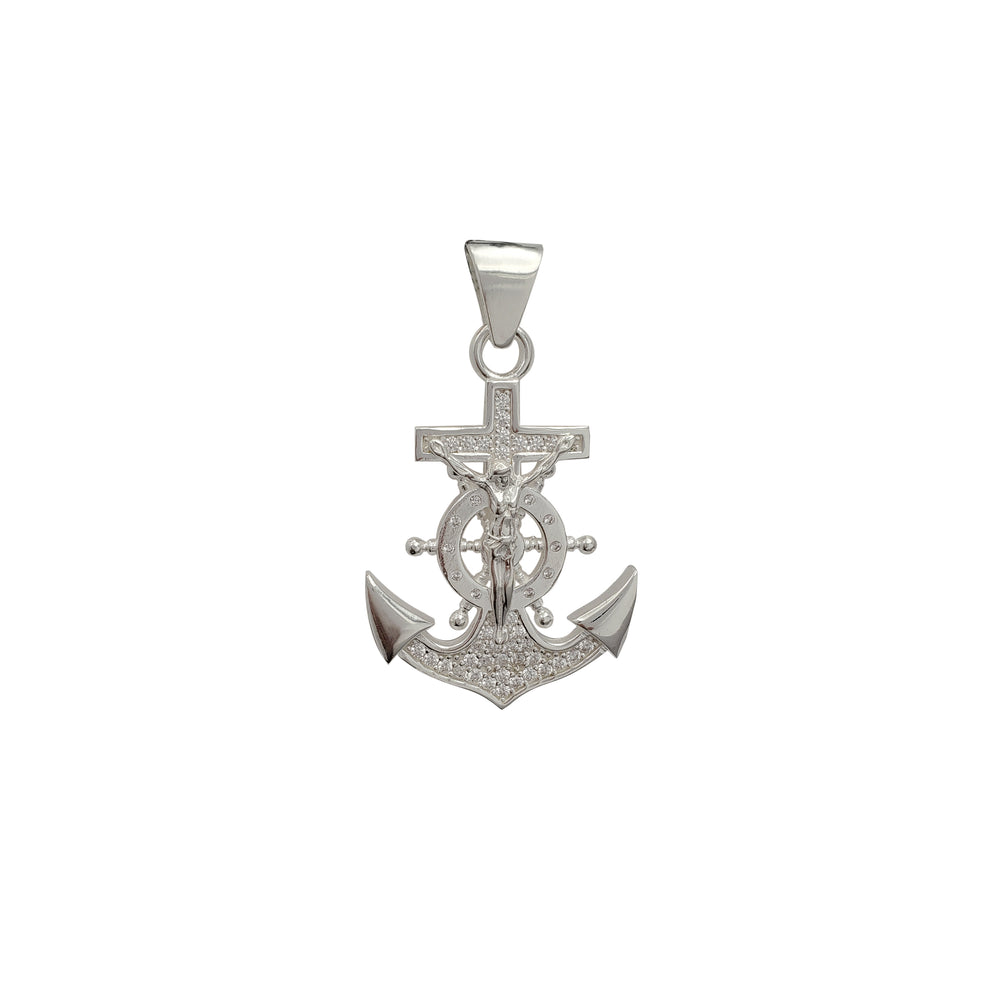CZ Crucifix Anchor Pendant (Silver)