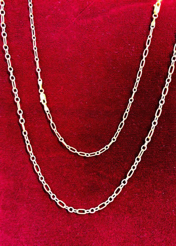 Diamond Cut Figaro Cable Chain (14K)