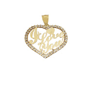 "I Love You" CZ Heart Pendant (14K)