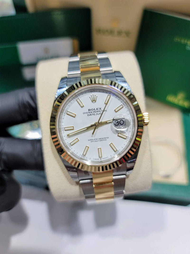 Mid-size Two Tone Pre-owned Oyster Datejust Rolex - Polly's Jewelry