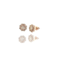 Octagon Diamond Rose Gold Stud Earrings (14K)